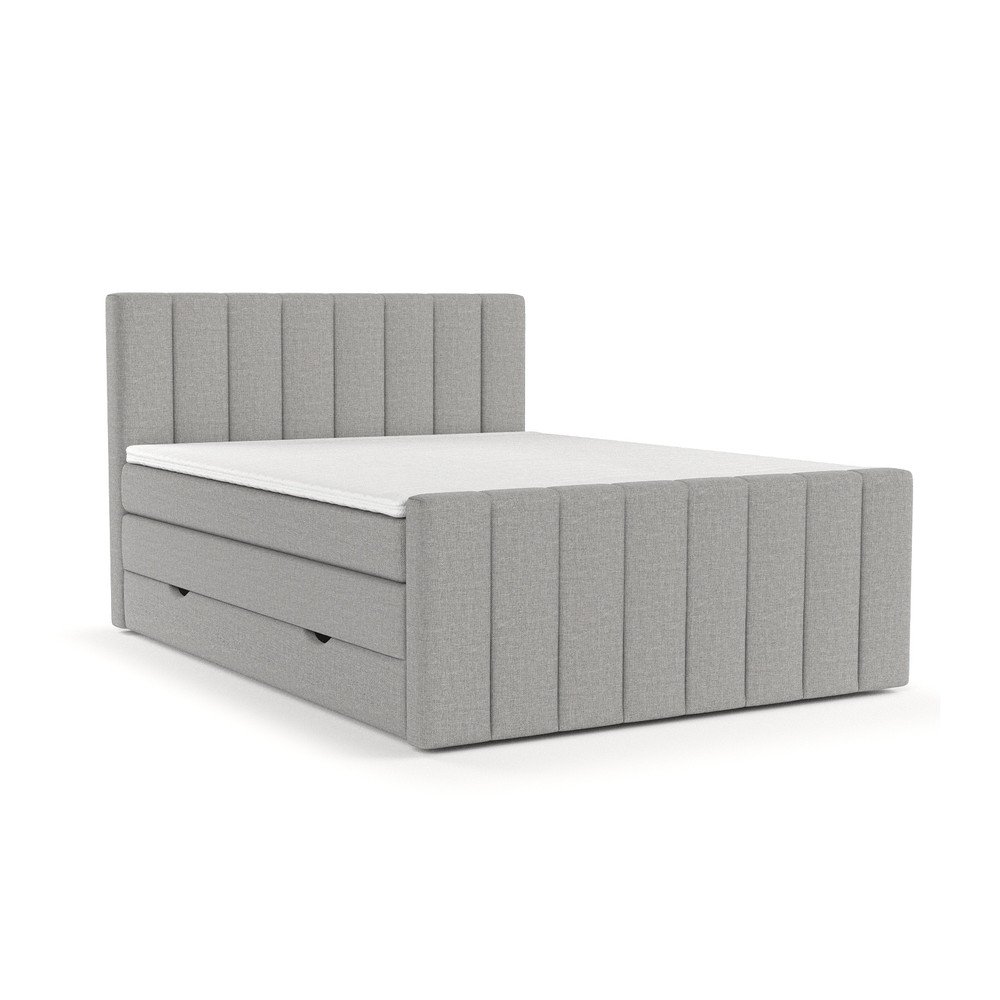 Világosszürke ágyneműtartós boxspring ágy 140x200 cm Ruby – Maison de Rêve