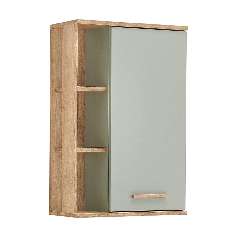 Zöld függő fürdőszoba szekrény tölgyfa dekorral 51x75 cm Set 963 - Pelipal