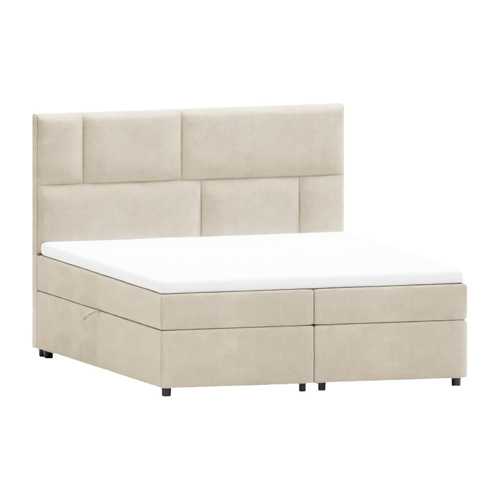 Bézs ágyneműtartós boxspring ágy 140x200 cm Lola – Ropez