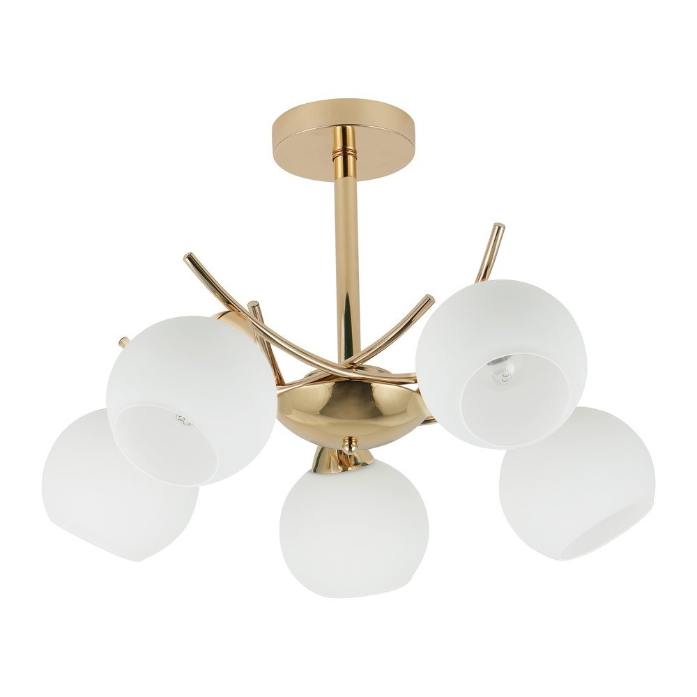 Fehér-aranyszínű mennyezeti lámpa üveg búrával 52x52 cm Amos – Candellux Lighting