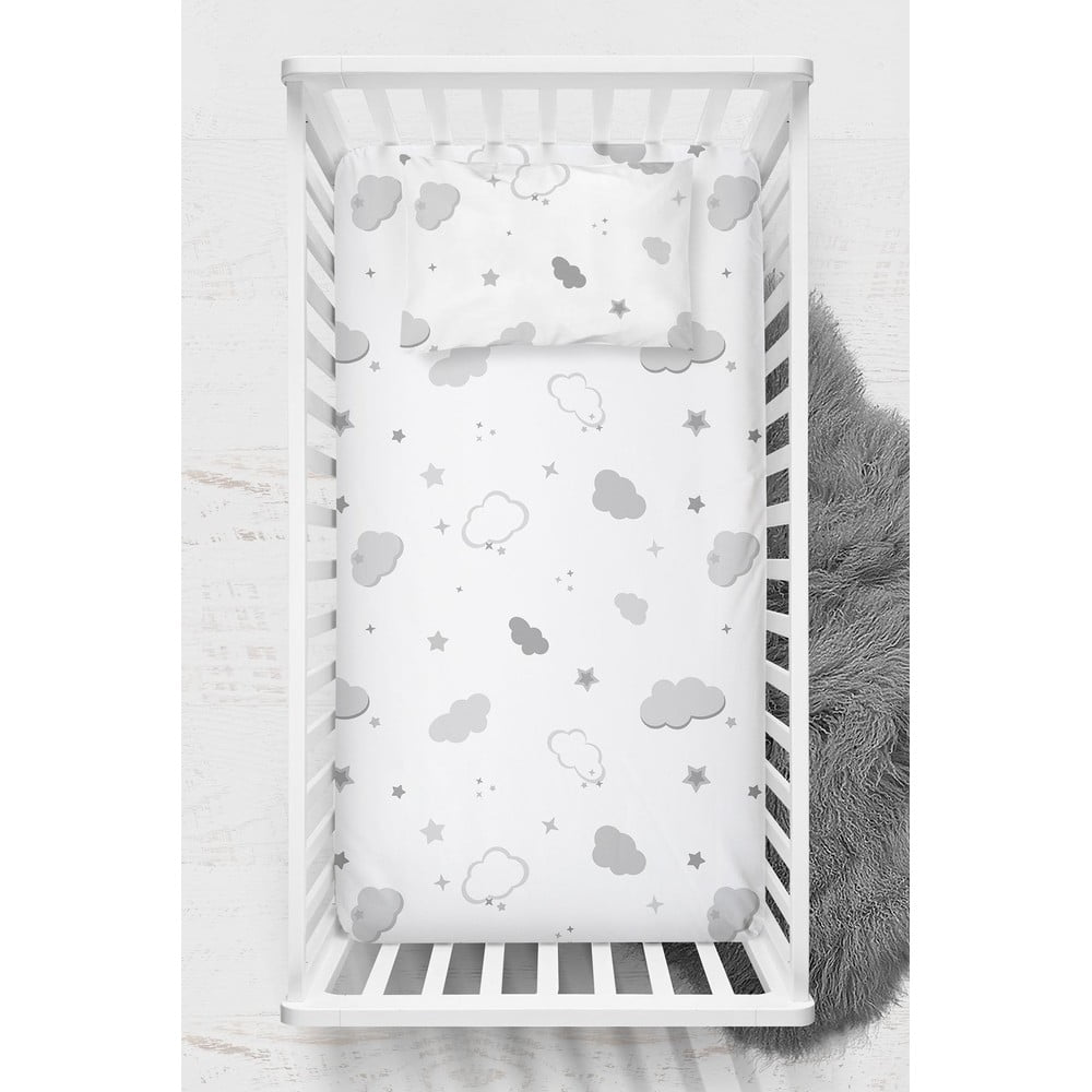 Fehér gumis renforcé pamut gyerek lepedő babaágyhoz 70x120 cm Bulut – Mijolnir