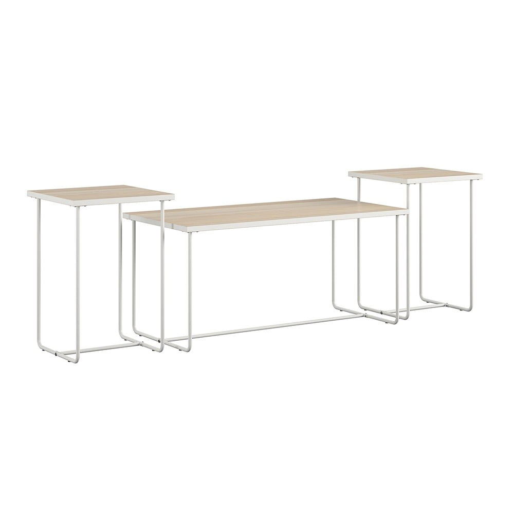 Fehér-natúr színű konzolasztal szett 3 db-os kőrisfa dekoros asztallappal 50x100 cm Dante – Støraa