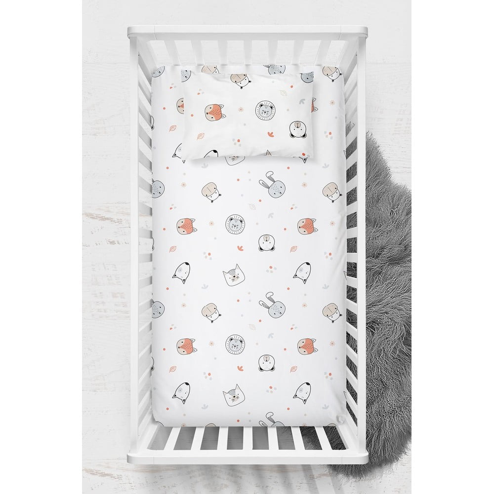 Fehér renforcé pamut gyerek lepedő babaágyhoz 100x150 cm Safari – Mijolnir