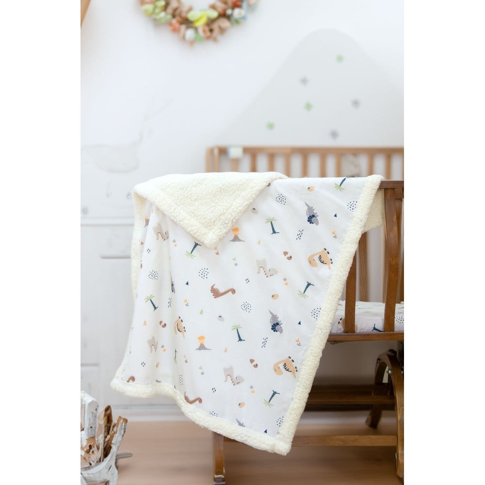 Fehér renforcé pamut gyerek takaró 75x100 cm Dinozor – Mijolnir