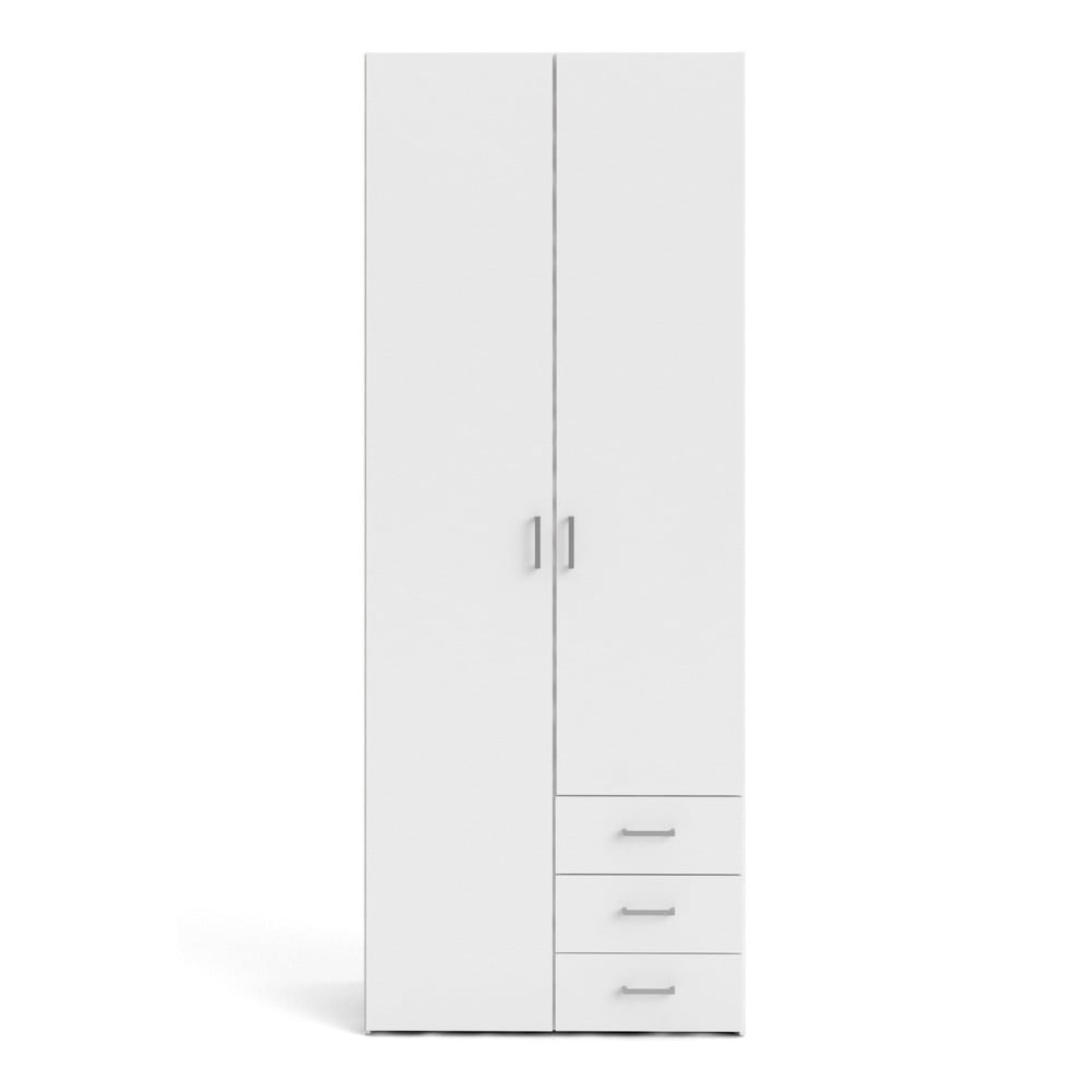 Fehér ruhásszekrény 78x200 cm Space – Tvilum