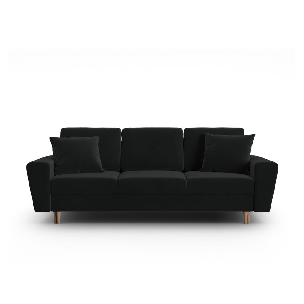 Fekete bársony kinyitható tárolóhelyes kanapé 235 cm Kyoto – Cosmopolitan Design