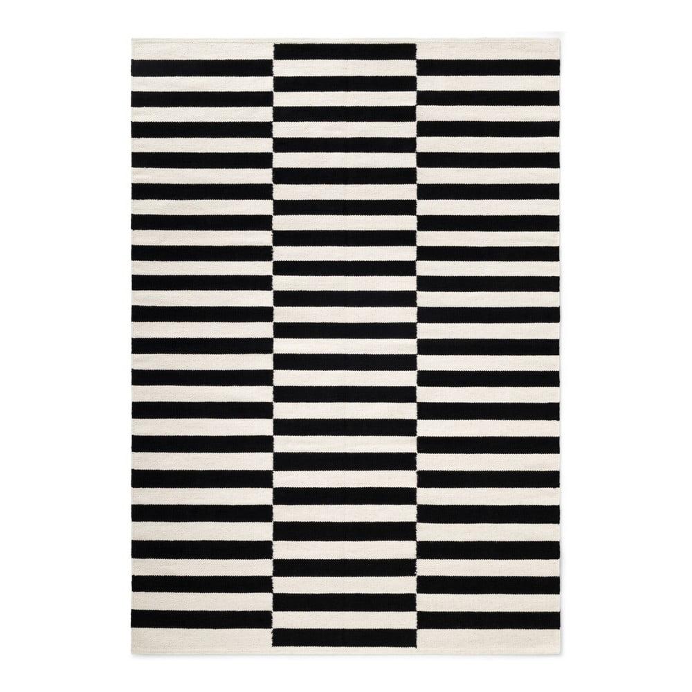 Fekete-fehér kétoldalas kézi szövésű gyapjú szőnyeg 160x230 cm Donna – Hanse Home