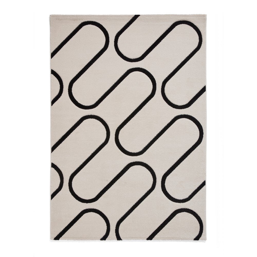Fekete-fehér szőnyeg 80x150 cm Linear Curve – Catherine Lansfield