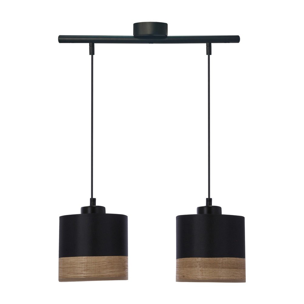 Fekete függőlámpa textil búrával ø 15 cm Porto – Candellux Lighting