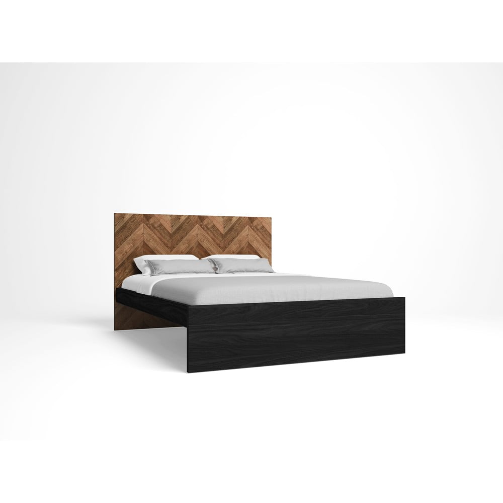 Fekete-natúr színű franciaágy 160x200 cm Gio – Marckeric