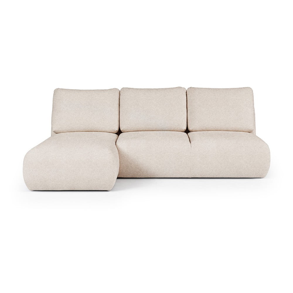 Krémszínű buklé sarokkanapé (bal oldali-heverő résszel) Mirel – Rodier
