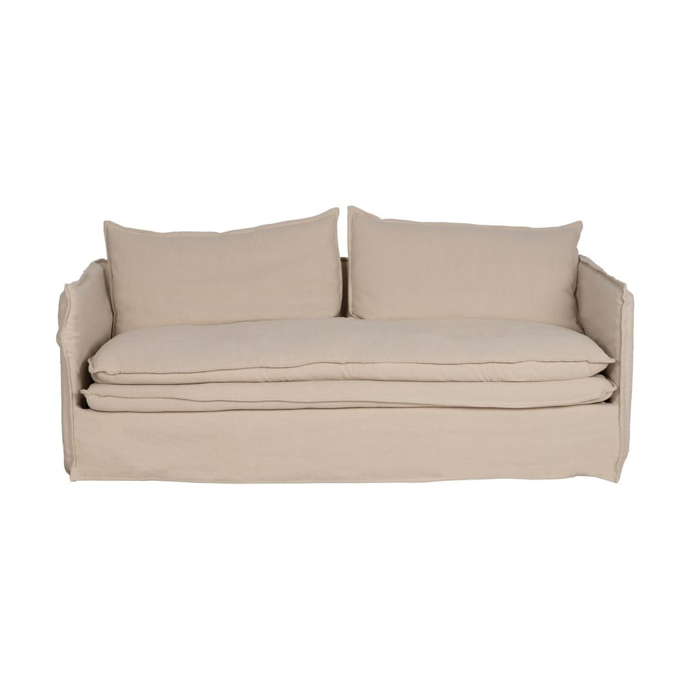 Krémszínű len kanapé 210 cm – Ixia