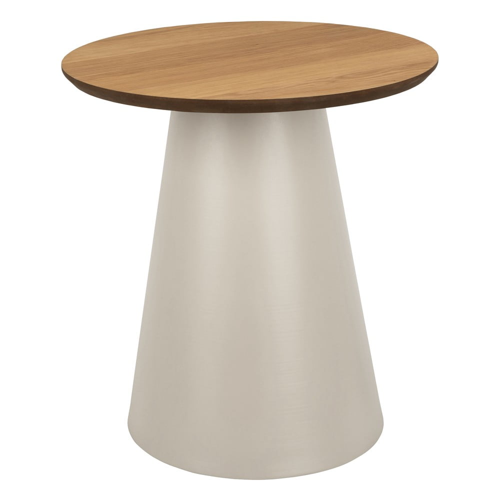 Krémszínű-natúr színű kerek dohányzóasztal tölgyfa dekoros asztallappal ø 45 cm Soli – Actona