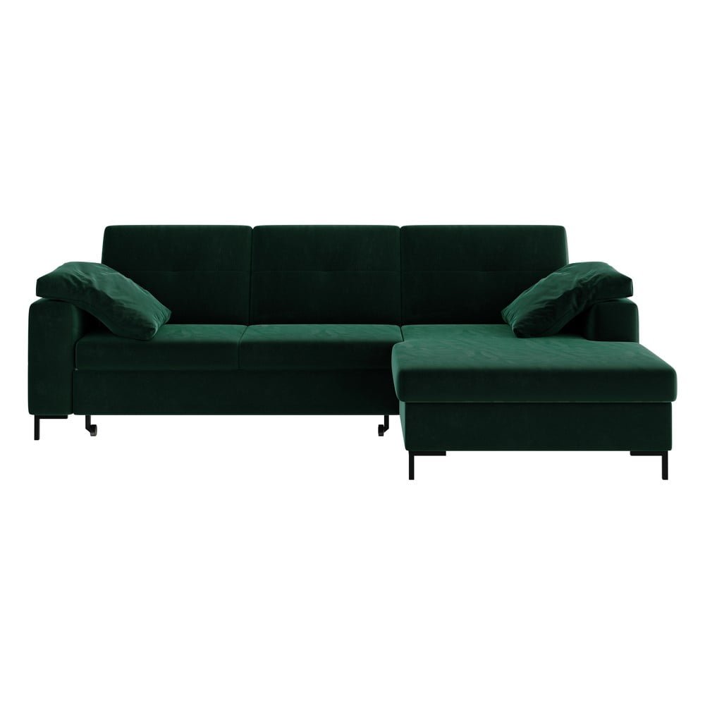 Moor sötétzöld bársony sarokkanapé