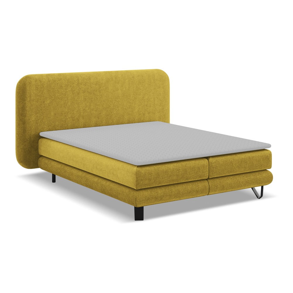 Mustársárga boxspring ágy 160x200 cm Ilima – Makamii