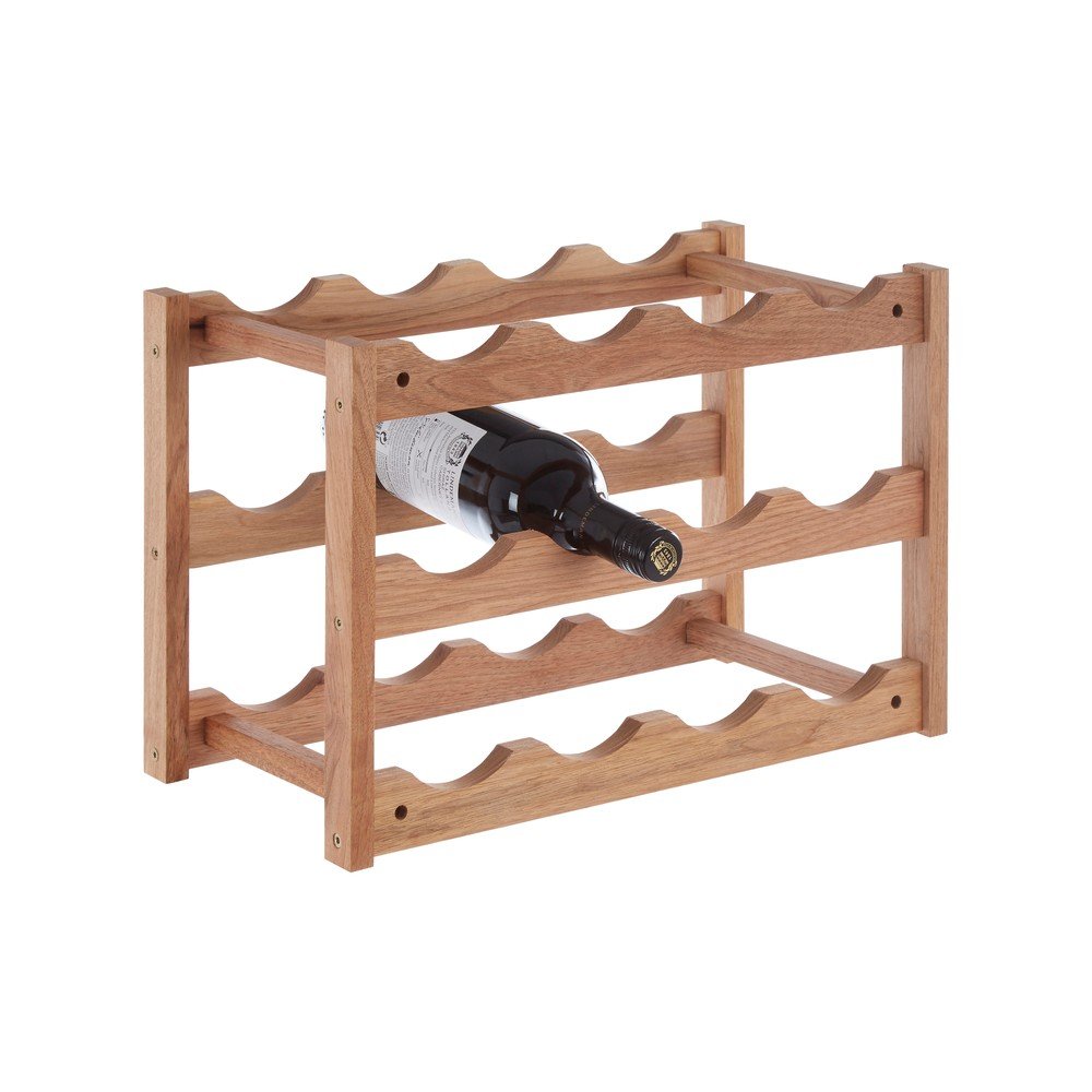 Natúr színű diófa bortartó polcos állvány