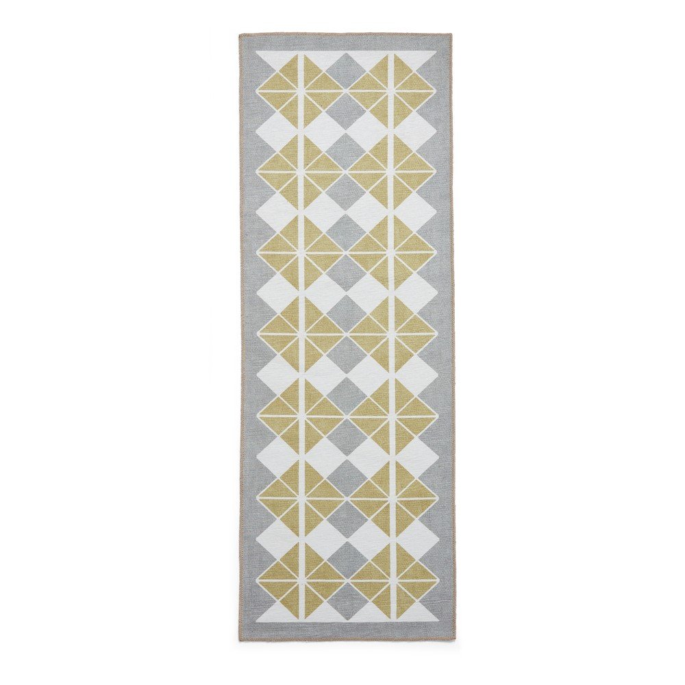 Sárga-szürke mosható futószőnyeg 61x170 cm Victoria Yellow – Think Rugs