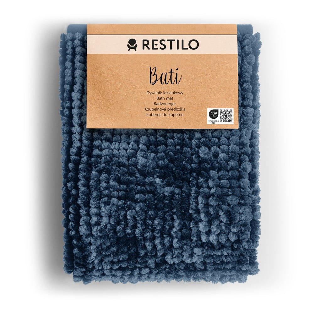 Sötétkék fürdőszobai kilépő 70x120 cm Bati – Restilo