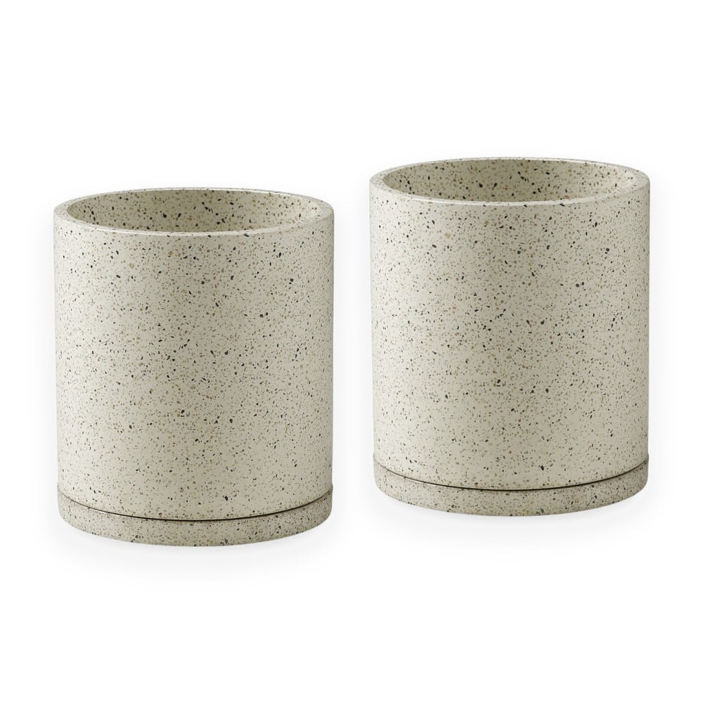 Terrazzo 2 db fehér virágcserép