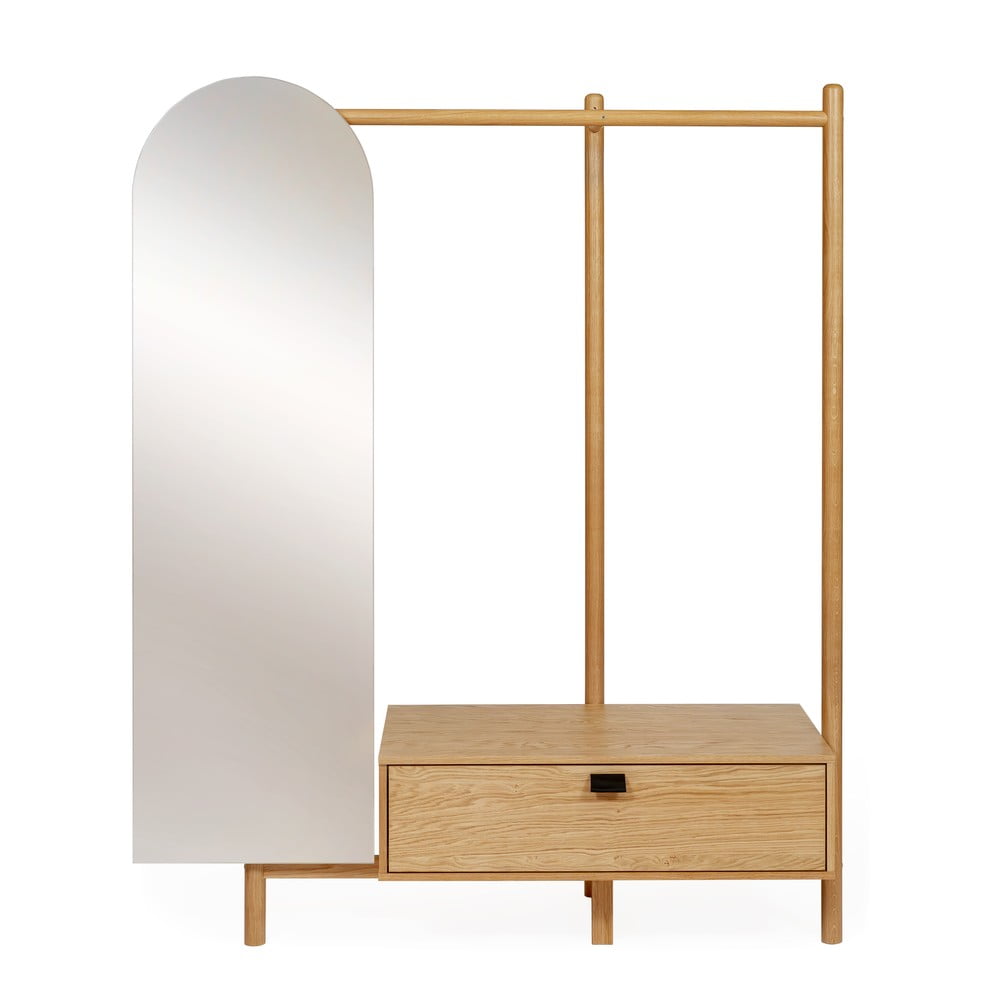 Tripod tölgyfa előszoba bútor tükörrel - Woodman