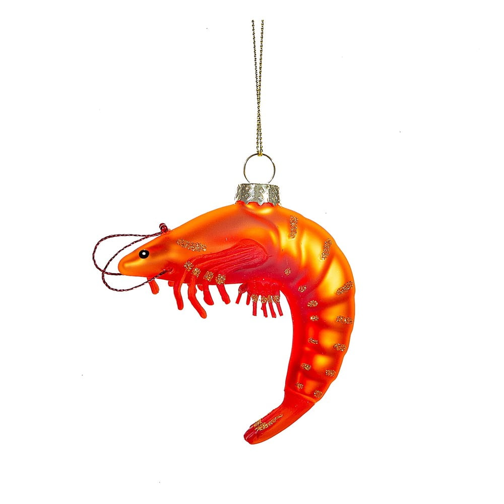 Üveg kézzel készített karácsonyfadísz 8 cm King Prawn – Sass & Belle