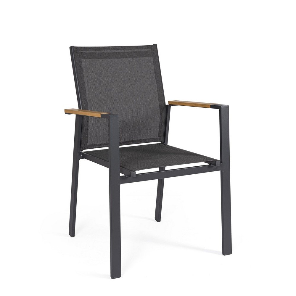 Antracitszürke fém kerti szék szett 4 db-os Heta   – Bizzotto