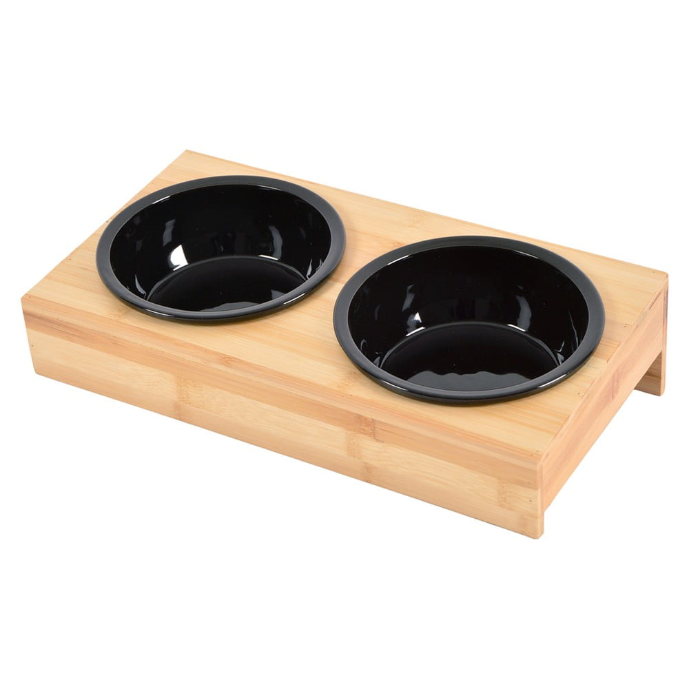 Bambusz tálka szett állvánnyal kutyáknak ø 16 cm – Love Story