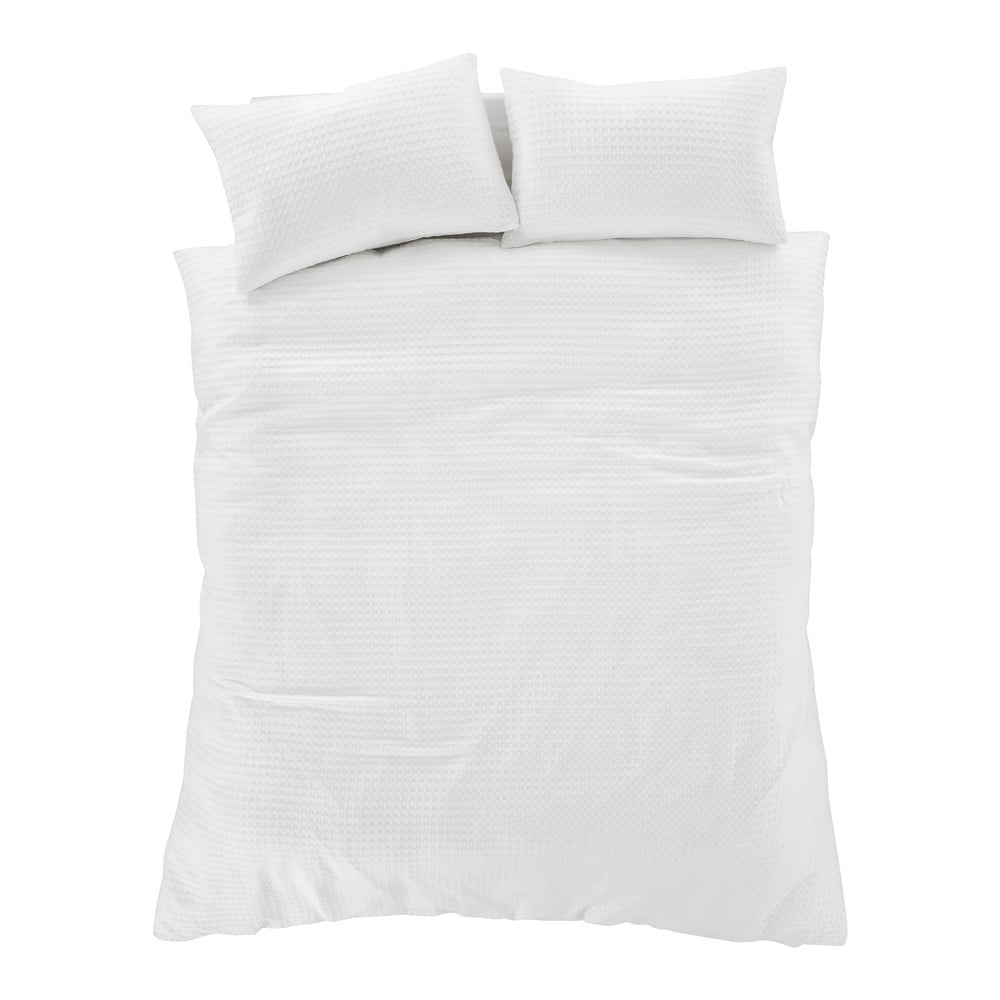 Fehér egyszemélyes ágyneműhuzat 135x200 cm Muscat Waffle – Pineapple Elephant