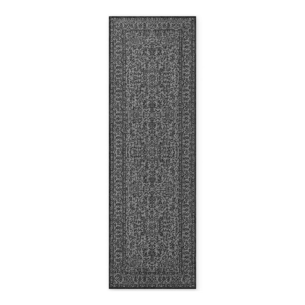 Fekete-fehér kültéri-beltéri futószőnyeg 80x250 cm Duet Kona – NORTHRUGS