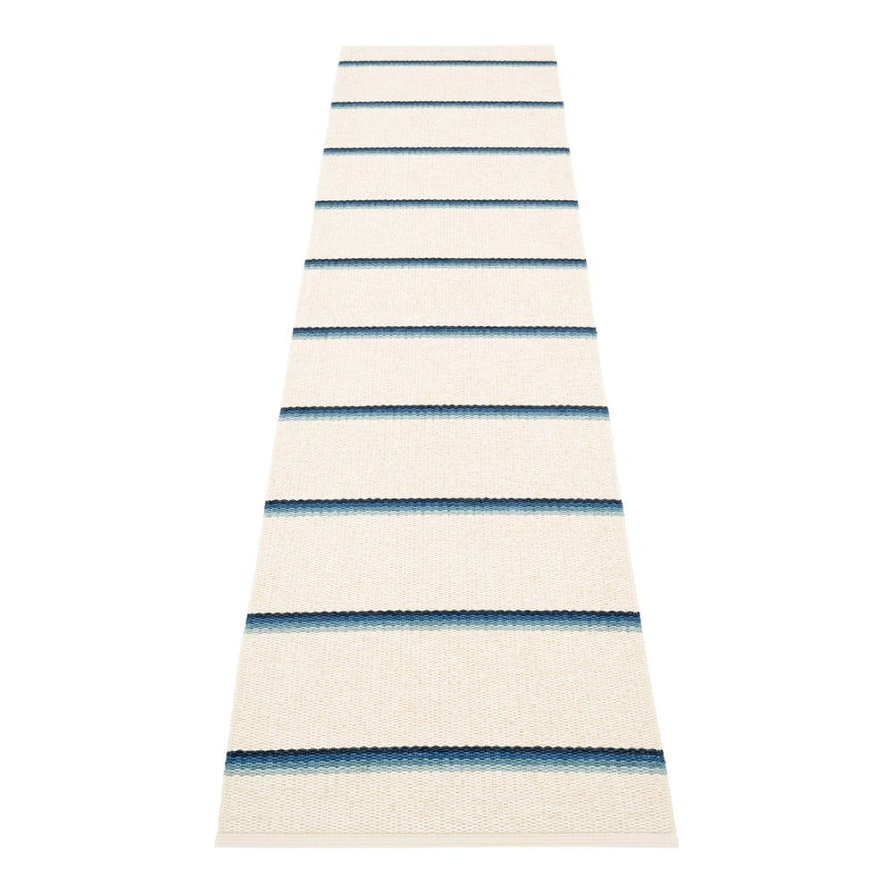Kék-krémszínű kültéri-beltéri futószőnyeg 70x300 cm Olle Blue Vanilla – Pappelina