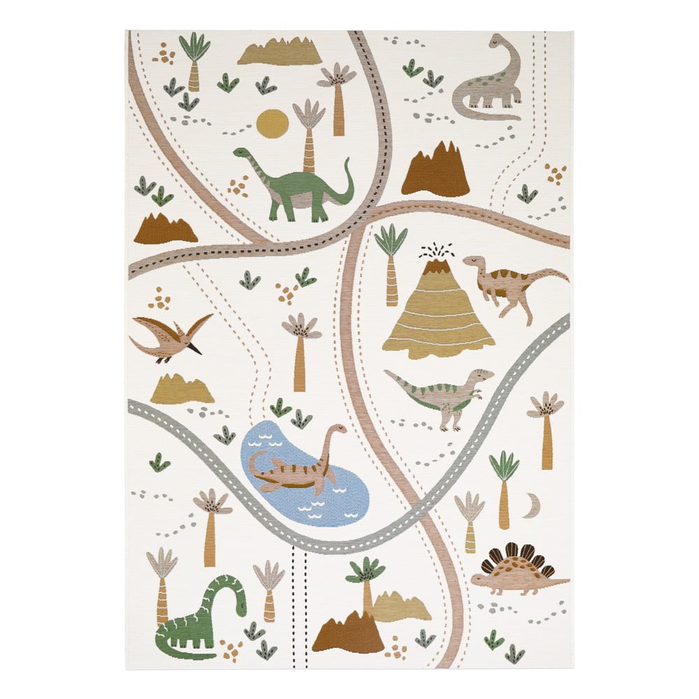 Krémszínű gyerek játszószőnyeg 123x180 cm Little Jurasic – Nattiot