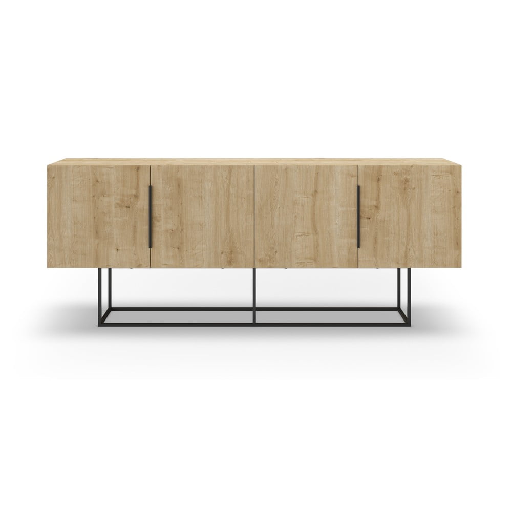 Natúr színű alacsony komód tölgyfa dekorral 200x80 cm Titan – Marckeric