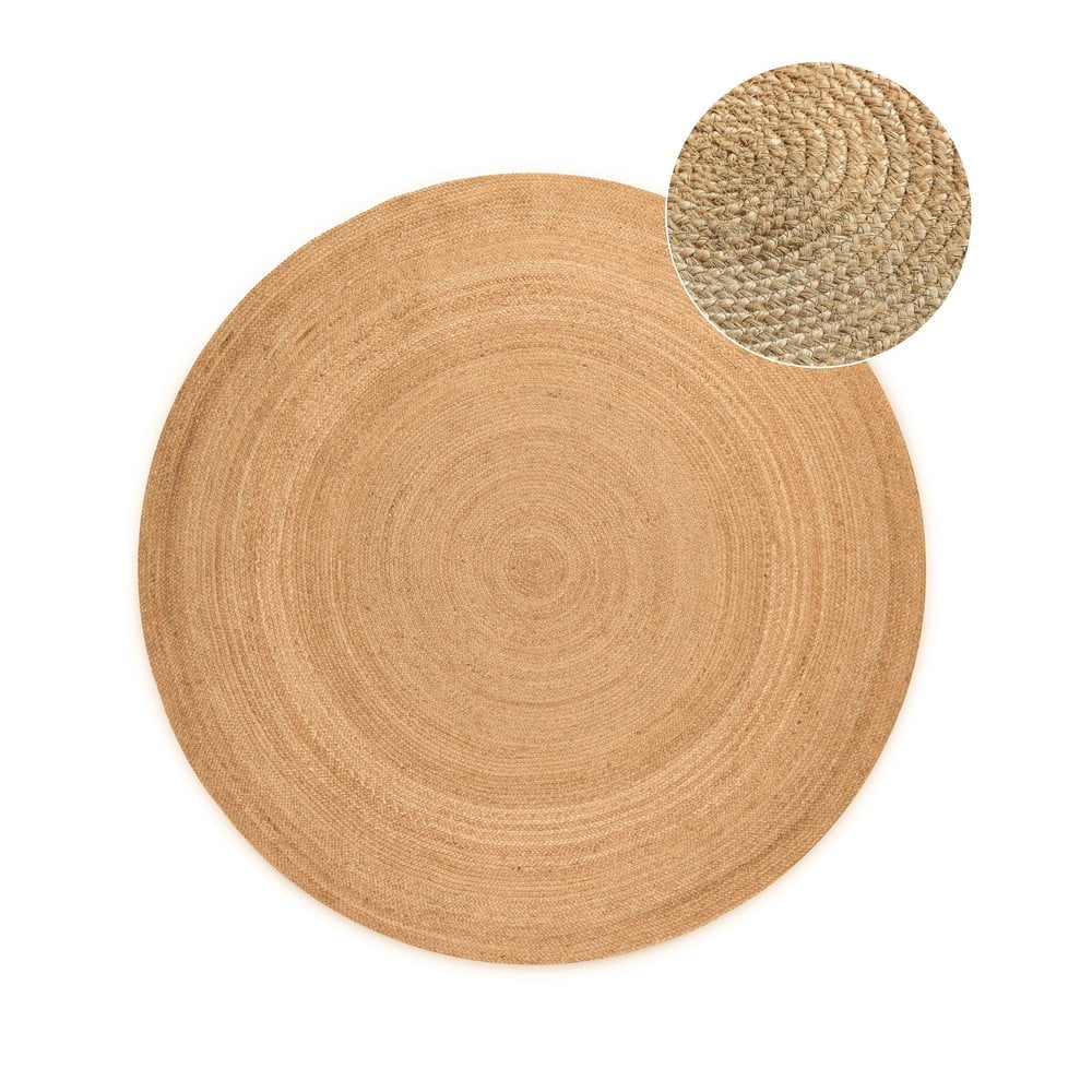 Natúr színű kétoldalas kerek juta szőnyeg ø 100 cm Braided Gold – Hanse Home