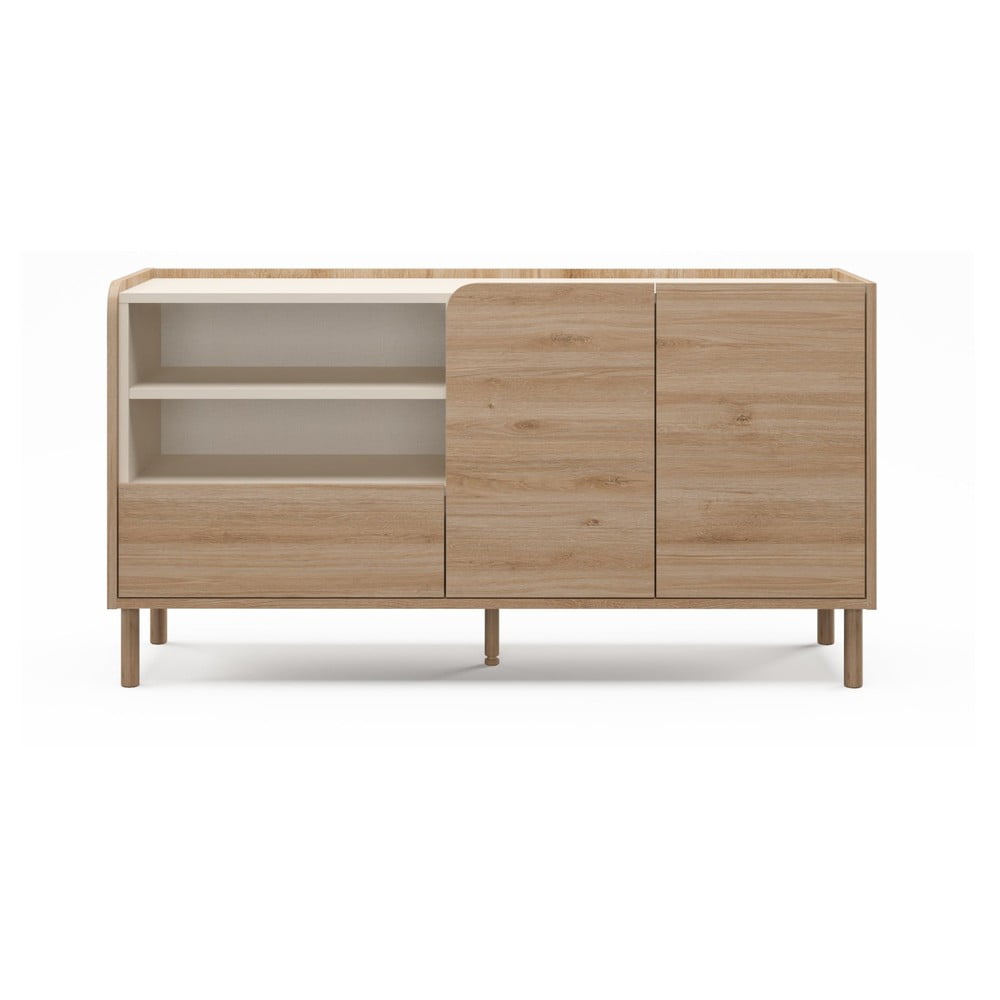 Natúr színű komód tölgyfa dekorral 141x75