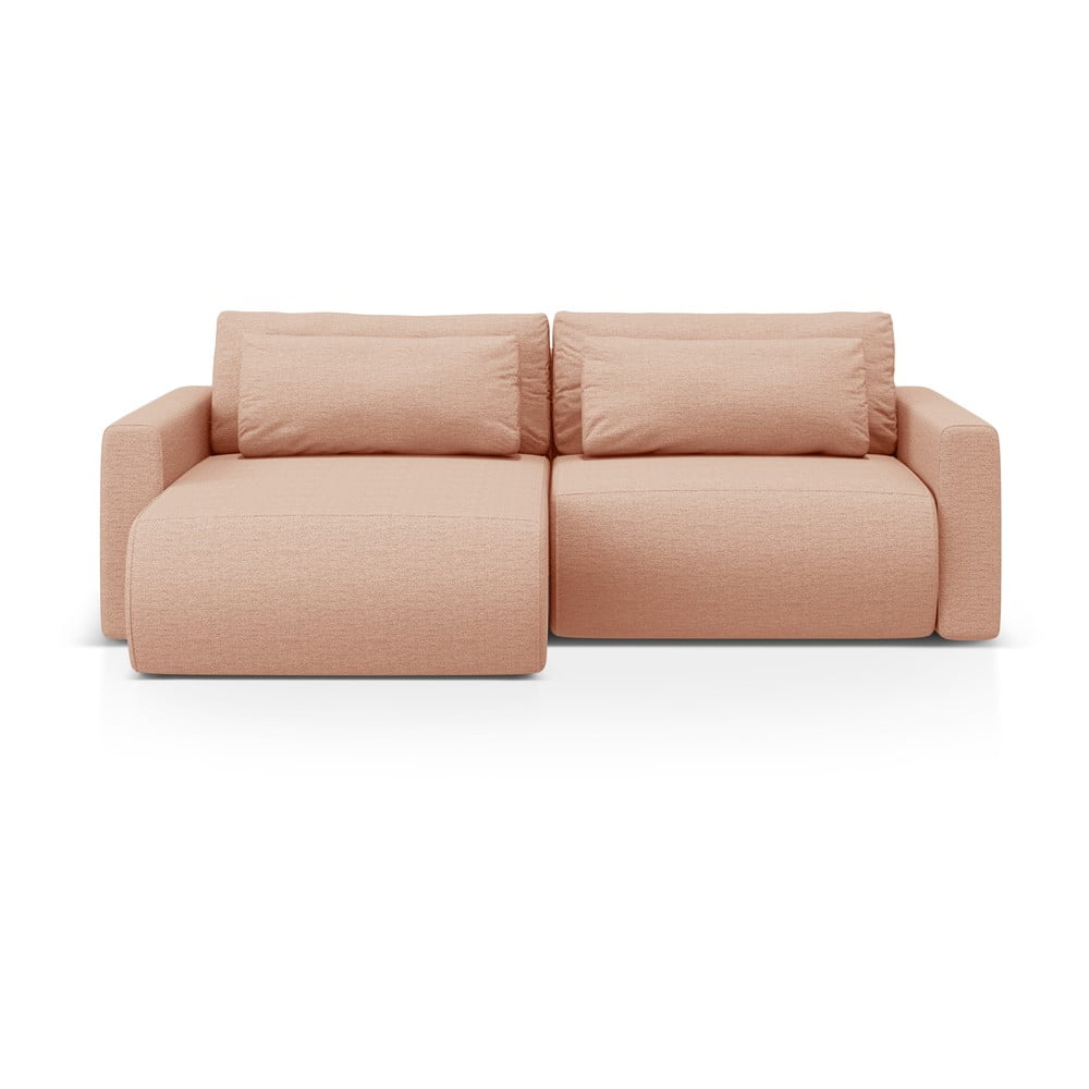 Rózsaszín kinyitható tárolóhelyes sarokkanapé Belfast – Cosmopolitan Design