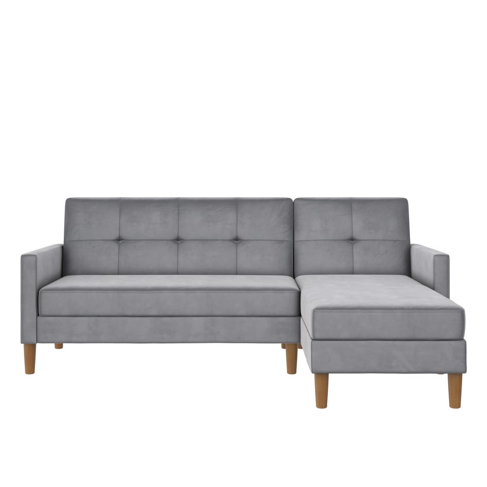 Világosszürke bársony sarokkanapé Lilly – Støraa