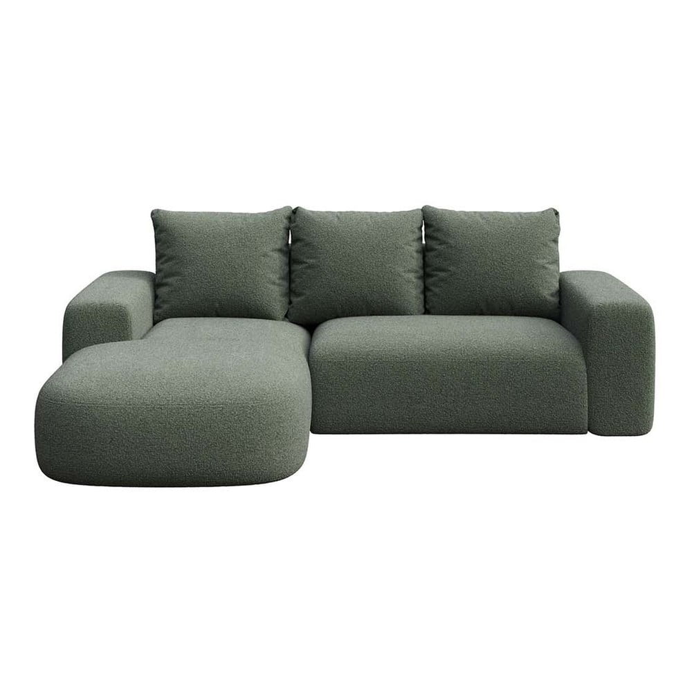 Zöld buklé sarokkanapé (bal oldali-heverő résszel) Monce – Rodier